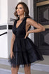 'Sienna' V-Neck Shoulder Mesh Dress - Celes Fashion